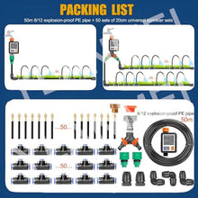 YLANMEI Irrigation System Kit, 360° Adjustable Garden Automatic Irrigation System, Fogging Irrigation Kit, Sprinkler System for Outdoor Plants, for Garden, Yard, Lawn, Greenhouse,50m/164ft+Timer