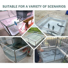 Large Outdoor Aquaculture Pool with Viewing Panel, PVC Above Ground Pond with Support & Drain Valve, Ideal Fish Pond for Koi, Goldfish, Breeding, and Temporary Water Storage(1.5x1.5x0.4m)