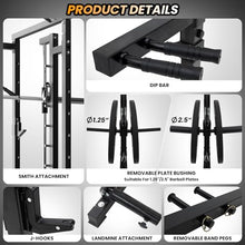 CuisinAid Power Cage with Smithbar 2000 Lbs Power Rack Cable Crossover System Black