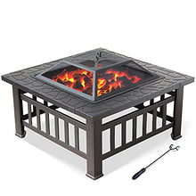 Fire Pit 3-in-1 Fire Pits & BBQ Grill & Ice Buckets, Wood Burning Steel Firepit Bowl, Outdoor Heater Heating Basin W/Spark Screen, Fireplace Poker, Grate, Black
