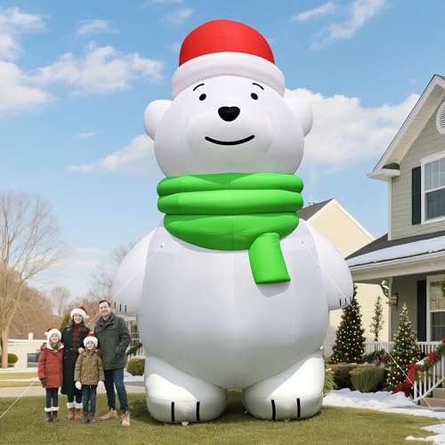Wellcomer 20Ft Giant Christmas Inflatable Polar Bear with Powerful Blower, Blow Up Holiday Decoration for Outdoor Yard Lawn Christmas Party (Without LED Lights)