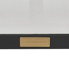 Tommy Hilfiger Hampton Modern White Mesh Outdoor Patio Furniture Collection Gunmetal Frame, Arm Chair, White & Navy