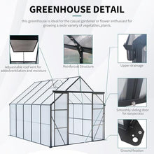 KEIKI 8x10 FT Double Door Polycarbonate Greenhouse with Aluminum Frame Black