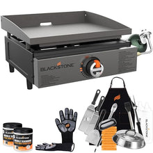 Blackstone 17 Inch Portable Tabletop Griddle 2142 With Stainless Steel Front for Camping and Tailgating, Griddle Accessories, Seasoning, and Gloves