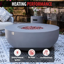 AMS 44" Round Concrete Natural Gas Fire Pit Bowl Table (Light Gray)