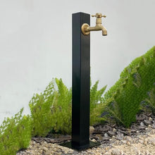 FUYAO 304 Stainless Steel Cylindrical Vertical Garden Water Column,Freestanding Hose Stand with Lock Faucet,Outdoor Antifreeze Faucet Water Dispenser Hydrant Water Feature Fountain