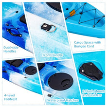 ProMaintain 12.4FT Sit-On-Top Fishing Kayak for 2 Adults Blue Camo