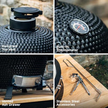 Ash & Ember 18" Kamado Grill with Table Nest Stand & Aluminum Table