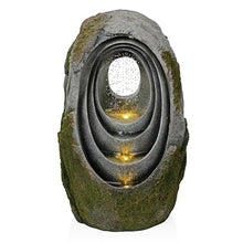 Alpine Corporation WIN1702 32" H, 4-Tier Rainforest Fountain with LED Lights, Oval Shaped – Outdoor Waterfall Feature for Garden & Patio Décor, Brown