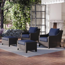 New Classic Furniture Skye Wicker Patio Ottoman (Set of 2), Blue – Wicker Ottoman Patio Footrest – Weather-Resistant Outdoor Footstool and Outdoor Foot Rest – Stylish and Durable Patio Ottoman