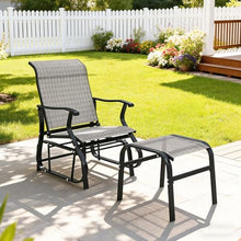 Amgalers Outdoor Glider Chair with Ottoman, Mesh Patio Glider, Anti-Rust Steel Frame, Anti-Slip Pads for Porch Garden Backyard(Gray)