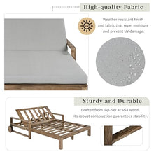 Merax Acacia Wood Outdoor Daybed Sofa, Farmhouse Patio Sun Lounger with Adjustable Backrest, High-Density Cushions & Removable Wheels, Weather Resistant for Garden, Poolside, Backyard, Grey