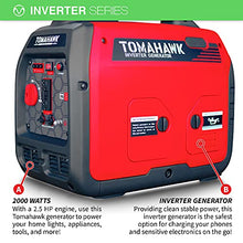 TOMAHAWK 2000 Watt Inverter Generator Super Quiet Portable Power For Residential Home Use 120V and USB Outlet Panel