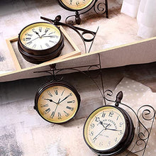 NUHSLF Outdoor Garden Vintage Number Wall Clock, Rotation Double Sided Train Station Clock with Bracket Indoor Decoration Waterproof