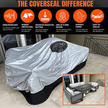 CoverSeal Patio Furniture Cover with Weighted Ground Conforming Apron Seal - Water Resistant Rectangular Outdoor Furniture Covers for Outdoor Table and Chairs - Large 150 L x 44 W x 60 H in