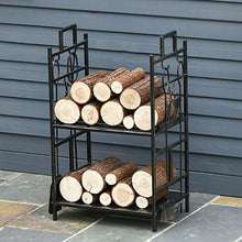 JDXQBLD Bronze Elk Fireplace Log Wood Rack 20 X13x30 Inch with 4 Pcs Tools,Wrought Iron 2 Tier Heavy Duty Firewood Holders for Indoor/Outdoor/Stove