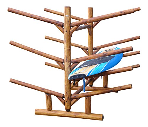 Log Kayak Rack 5 Kayak or Canoe Plus 2 SUP or Surfboard Canyon Brown Finish
