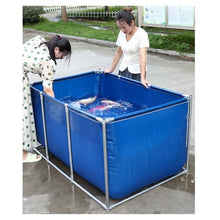 Zfmnoyev Heavy Duty PVC Canvas Fish Pond, Rectangular Above Ground Pools, Outdoor Foldable Water Storage Tank, Portable Swimming Pools with Drain, for Camping Fish Culture Seafood(1.5x1x0.8m)