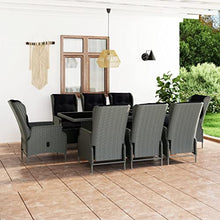 AJSEOYBS Outdoor Patio Set,Outdoor Garden Furniture,9 Piece Patio Dining Set with Cushions Poly Rattan Light Gray,for Deck, Patio, Garden, Poolside, Backyard