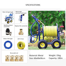 Portable Hand-Push Hose Cart with Spray Gun,Heavy Duty Garden Hose Reel with3/4 in Hose for Agricultural Irrigation,Car Cleaning,100m