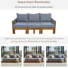 Merax Outdoor Daybed, Acacia Wood 3-Seat Patio Sofa Bed with Waterproof Cushions and Rope Woven Arms, Convertible Sleeper Couch with Pull-Out Function for Poolside, Backyard, Garden