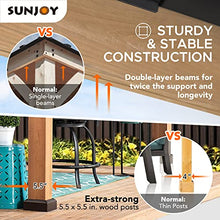 Sunjoy Hardtop Gazebo 11x13 ft Cedar Frame Brown Steel Polycarbonate Roof Brown + Natural Wood