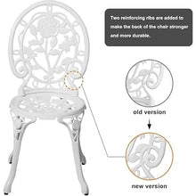 DUYHBAWRS Bistro Table and Chairs Set of 2 Outdoor 3 Piece Outdoor Patio Set Rose Pattern Cast Aluminum Patio Bistro Set