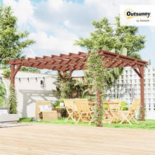 Outsunny 11' x 12.5' Outdoor Wood Pergola Grape Trellis for Patio Brown