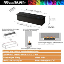 Sushangmao Water Vapor Fireplace/3d Water Vapor Decorative Fireplace - with 9 Flame Colors, 5-Level Mist/Brightness Adjustment,One-Button Drainage and Water Filling, with Remote Control 150cm