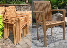 WholesaleTeak New 13 Pc Luxurious Grade-A Teak Dining Set 122" Caranasas Double Extension Rectangle Table, 12 Lua Stacking Arm Chairs #WHDSLUf