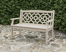 Martha Stewart by POLYWOOD Chinoiserie 48" Outdoor Bench for Patio, Porch & Backyard, Sand - Durable All-Weather HDPE Garden Seat with Back Support - Classic 2 Person Seating, Made in the USA