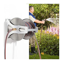 Heavy Duty Garden Hose Reel Wall Mount, Hose Reels Cart Water Hose Storage for Outside, Water Hose Holders Outside, Hose Reel Box, Outdoor Hose Reel, Garden Hose Cart Hose Caddy for Outside ( 131ft/40