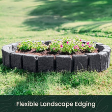 Beuta Landscape Edging | Garden Edging Border | Polyrock Block XL for Lawn Edging, Flower Beds & Yard Edging – 4 Pack | Each Section Has 6 Blocks 48" L x 4" W x 9.5" H | 12 Spikes | Charcoal