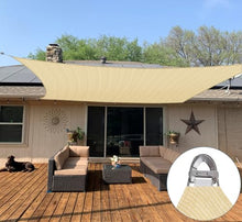 Coarbor 44'x47' Reinforced Wire Sun Shade Sail Rectangle Heavy Duty Strengthen Canopy Cover with A Ring Steel Cable Wire for Patio Backyard Deck Yard Garden Pergola Porch, Beige