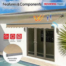 ADVANING Classic Series 8'X7' Manual Retractable Awning, 100% Acrylic UV+ Sun Shade Canopy, Light Taupe (Solid), MA0807-A013H