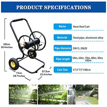 Hose Reel Cart Water Hose Cart with Wheels Heavy Duty Outdoor Hose Cart, Garden Hose Reel with Rollers, Hand-Push Water Pipe Storage Holder, Lawn Tools (Color : Black-DN15, Size : Hose Cart+60m Pipe