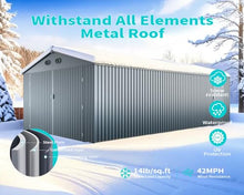 20 x 13 FT Outdoor Storage Shed, Large Metal Garden Shed with 2 Lockable Doors, Tool Sheds Outdoor Storage with 4 Air Vents, Garage Sheds Waterproof for Car, Truck, Bike, Garbage Can, Tool, Dark Gray