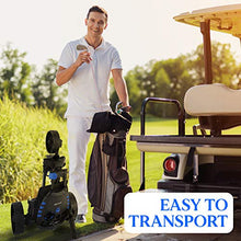SereneLife 3-Wheel Electric Golf Push Cart - Rechargeable Lightweight Folding Walking Push Cart Roller Golf Bag Holder with Foot Brake, Upper/Lower Bracket with Elastic Strap, Umbrella Holder Assorted