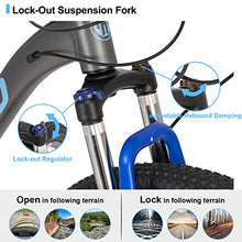 HH HILAND Hiland Aluminum Mountain Bike 27 Speeds, Hydraulic Disc-Brakes, Lock-Out Suspension Fork, 27.5 inch Wheel Gray&Blue