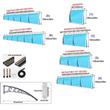Metal Window Awning Front Door Outdoor Patio Awning Canopy,Uv Rain Snow Sunlight Protection Door Awning,Blue Polycarbonate Cover with Silver Bracket,with Accessories (39"x157")