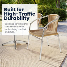 Flash Furniture Lila 23.5'' Square Aluminum Indoor-Outdoor Table Set with 2 Beige Rattan Chairs