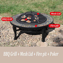 Outdoor Fire Pit Portable Fire Pit, Round Outdoor Fireplace and Grill Set, Used for Backyard Garden Patio Terrace, 86cm/33.9"