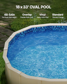 VEVOR 18-Foot-by-33-Foot Oval Pool Liner for Overlap Above Ground Swimming Pools, 48-to-54inch Wall Height, Durable Standard Gauge Vinyl