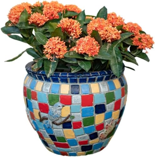 FAFACAI Flower pots Outdoor Garden Flower Pot Flower PotHandmadeTile Craft Flower Pot Flower Pot Garden Balcony Terrace-A