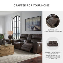 Signature Design by Ashley Leather Power Reclining Loveseat with Console