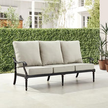 Oakland Living Black Aluminum Patio Deep Seating Outdoor Sofa Couch with Light Grey Cushions