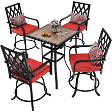 YITAHOME 5 Piece Outdoor Bar Height Table and Chairs Set Red