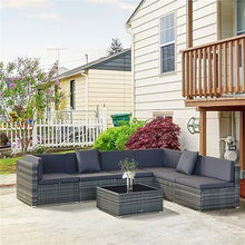 YWMLFZ Grey Patio Furniture Set 7 Piece Outdoor Rattan Wicker Modular Sectional for Backyard