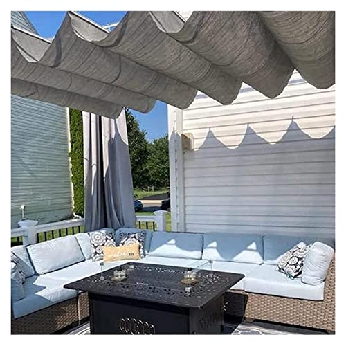A1DFDFGOQSFG Extendable Shade Cover Slide Wire Wave Shade Sail Breathable Fabric Garden Patio Pergola Replacement Cover U Shape Sunscreen (Color : Gray Size : 0.7x8m) (Gray 0.8x8m)