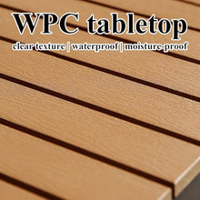 MJJRWF Waterproof WPC Table and Chair Set with Sun Umbrella, Benches with Backrests, for Outdoor Dining/Coffee Shop/Backyard Picnics/Patio(White,140x70x75cm)